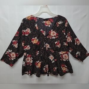 Torrid Babydoll Peplum Top Size 2 Fairy‎ Whimsigoth Floral Lightweight 2X